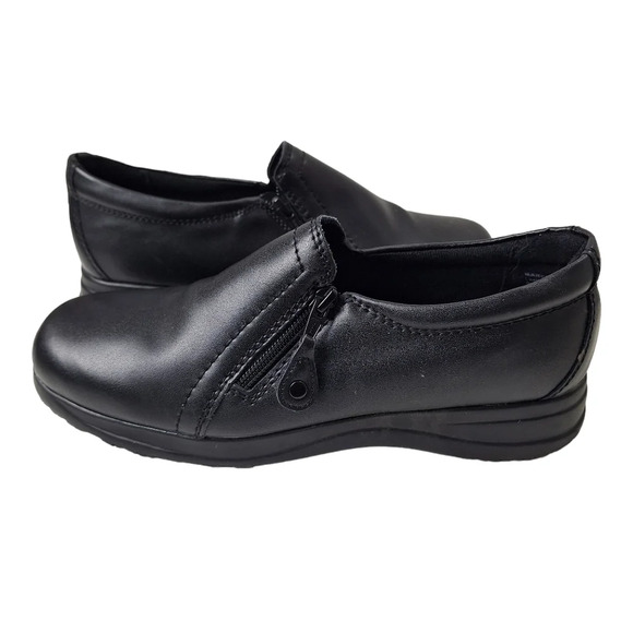 Dr. Scholl's Marci Black Leather Slip On Zip Casual Gel Pac Loafer Shoes Size 10 - Picture 1 of 10